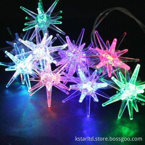 Multi-color solar LED star string light with decorative star on LED, outdoor use